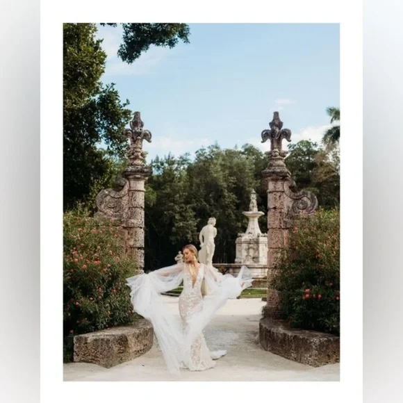 New Galia Lahav Couture Fleur silk lace wedding dress sz 42 10/12 bridal… - Picture 3 of 16